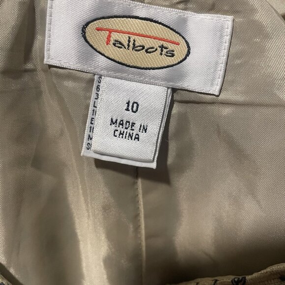 Talbots Pants Womens 10 Linen Tan Black Embroidered Design Cropped Ankle High - Picture 2 of 8